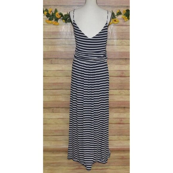 Boden Navy Blue Nautical Stripe Maxi Dress Sleeveless Size 20 22 Vacation Resort - Picture 6 of 9